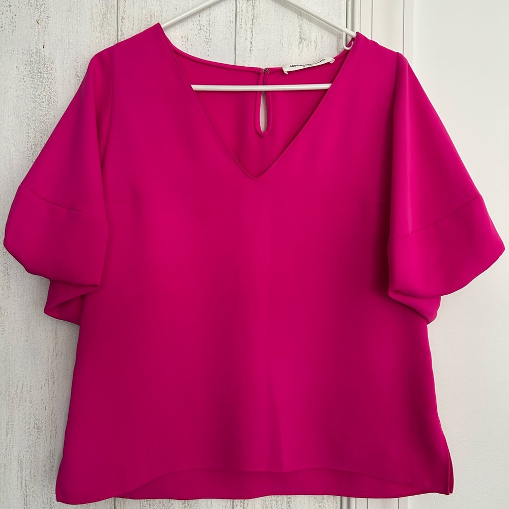 Amanda Uprichard v neck, puff sleeve top